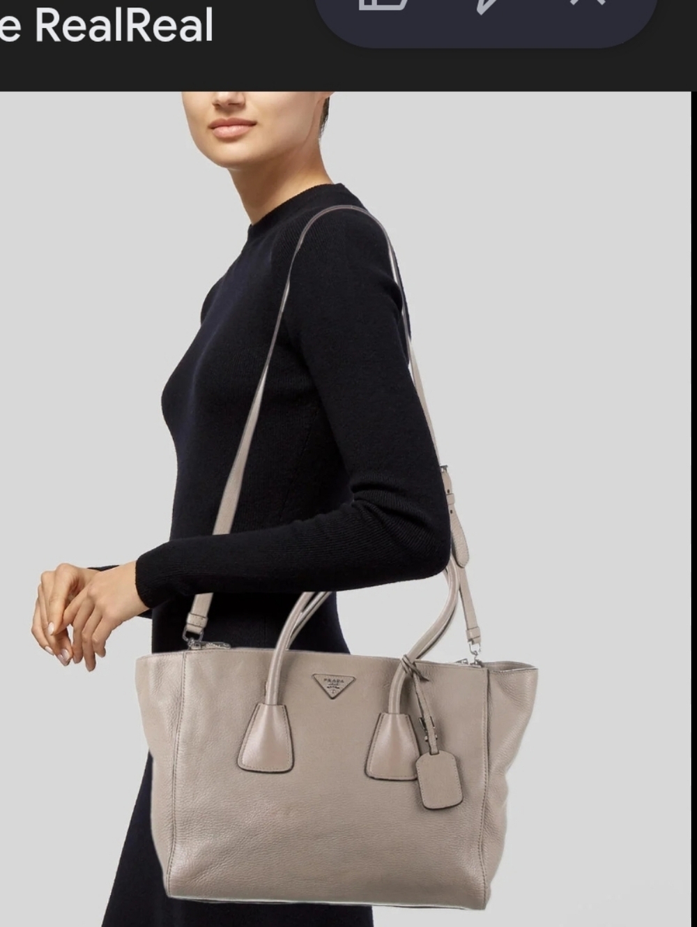 PRADA glace calf twin pocket 2 way tote bag Cervo Twim